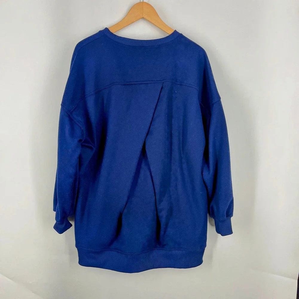 Halara Womens Oversized Crewneck‎ Sweatshirt Pleated Back Side Pockets Size L